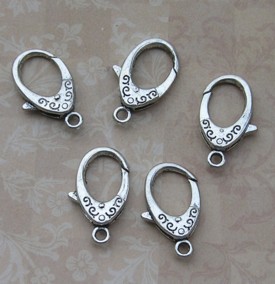 Oval Lobster Clasp Antique Silver (5)